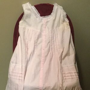 Sheer cotton nightgown, sleeveless.